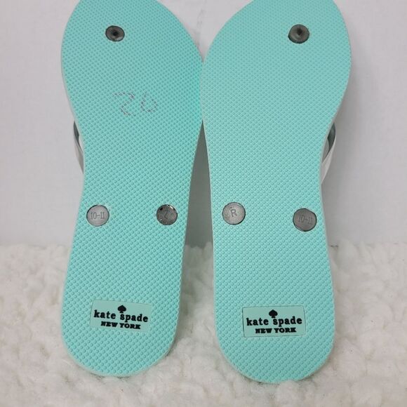 Kate Spade Womens Sandals Size 10 Just Married Blue Silver Beach Flip Flops - Picture 6 of 7